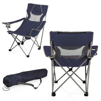 Picnic Time Oniva Campsite Camp Chair, Navy Blue w/ Gray Accents