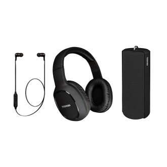 Toshiba Bluetooth TriplePlay: Earbuds, Headphones & Speaker Combo, Black