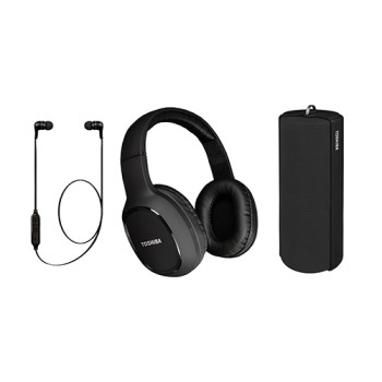 Toshiba Bluetooth TriplePlay: Earbuds, Headphones & Speaker Combo, Black