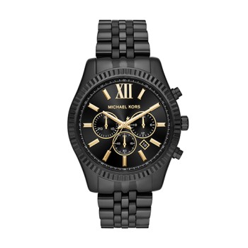 Michael Kors Men's Lexington Blk Ion-Plated Stainless Steel Watch, Blk Dial